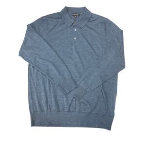 Brooks Brothers Merino Wool Long-Sleeve Polo Sweater. Size XL Blue Work Casual